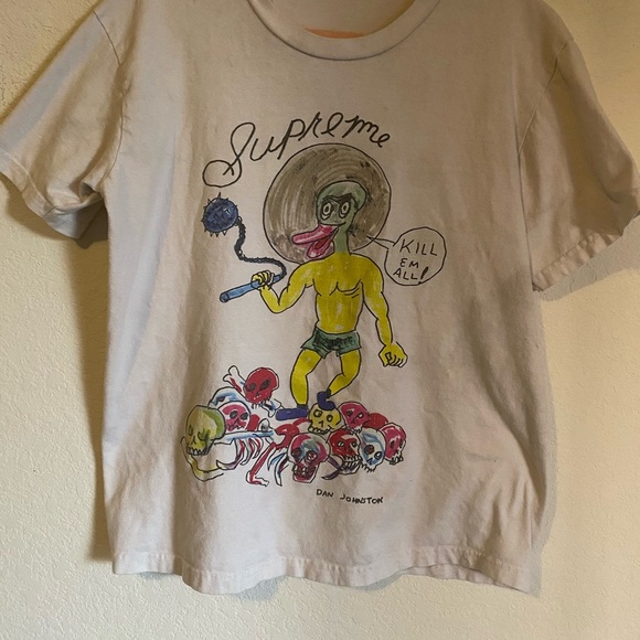 Supreme x Dan Johnston 2020 RIP Rare M Grunge Graphic Ivory T-Shirt Streetwear - Picture 3 of 14